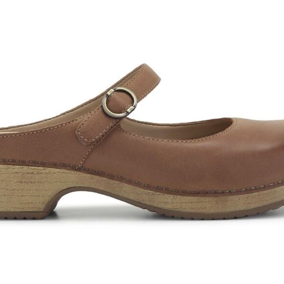Dansko womens Bria Slip On Mary Jane Clog Comfort Burnished Brown Leather Size 7 - Picture 4 of 12